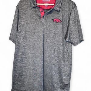 Grey Arkansas Razorbacks Dri Fit Polo Shirt with Embroidered Razorback